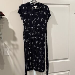 H&M Black Dress with Bird Pattern